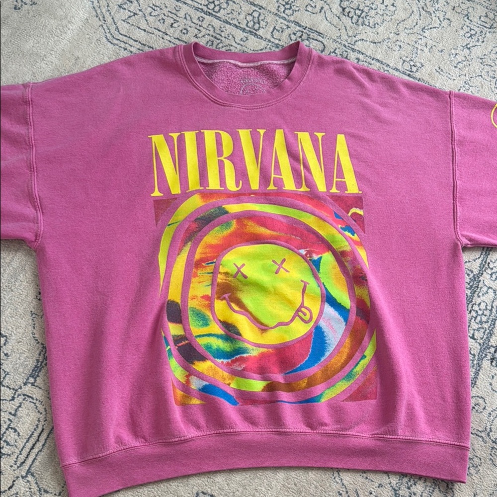 Urban Outfitters Pink Nirvana Graphic Sweatshirt Size Small